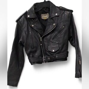 Vintage 80’s MGR Women's Black Leather Jacket